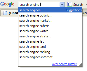 Кроме того, большинство поисковых систем предлагают функцию поиска / автозаполнения поиска (на своей домашней странице, в результатах поиска, на панелях инструментов поиска и в окне поиска браузера), которая рекомендует популярные ключевые слова непосредственно в окне поиска